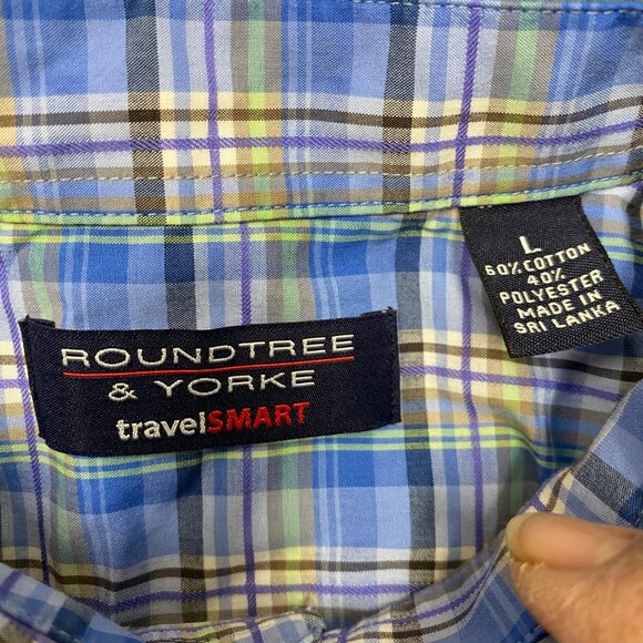 Roundtree & Yorke Mens Long Sleeve Button-Down Plaid Shirts 3 Pack L - Picture 7 of 11